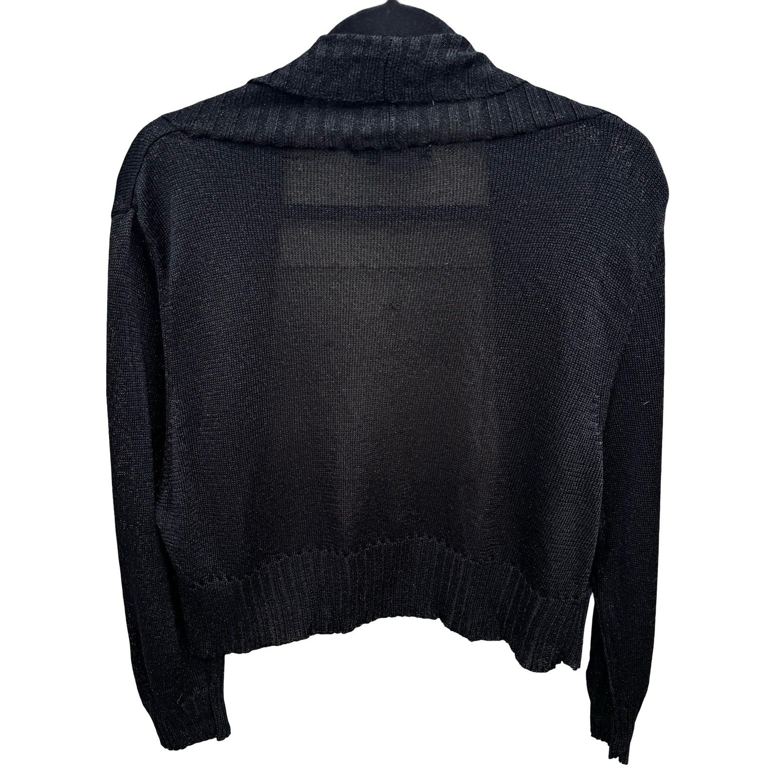 Parallel Womens XL Black Metallic Shimmer Open Front Crop Shrug Cardigan Sweater