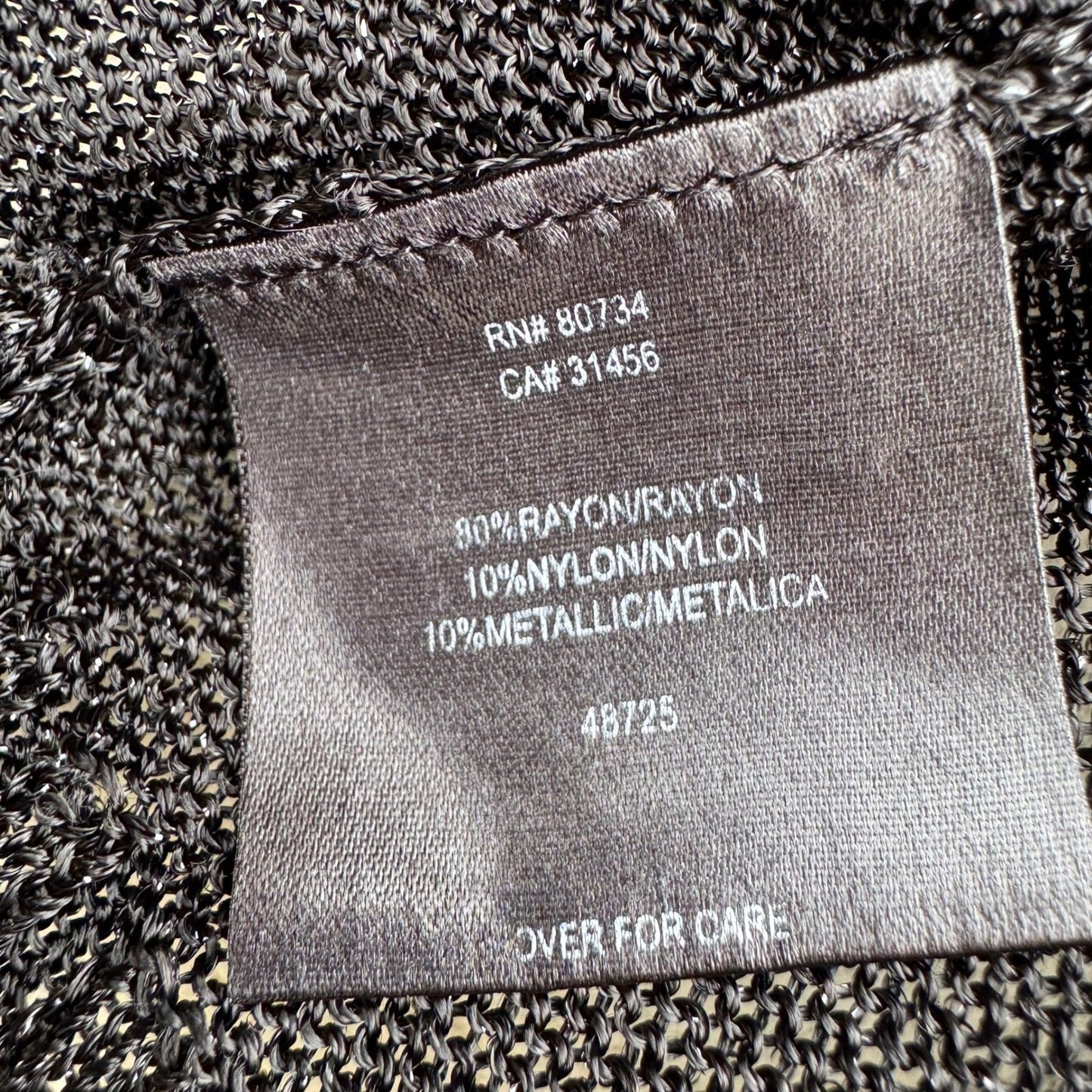 Parallel Womens XL Black Metallic Shimmer Open Front Crop Shrug Cardigan Sweater
