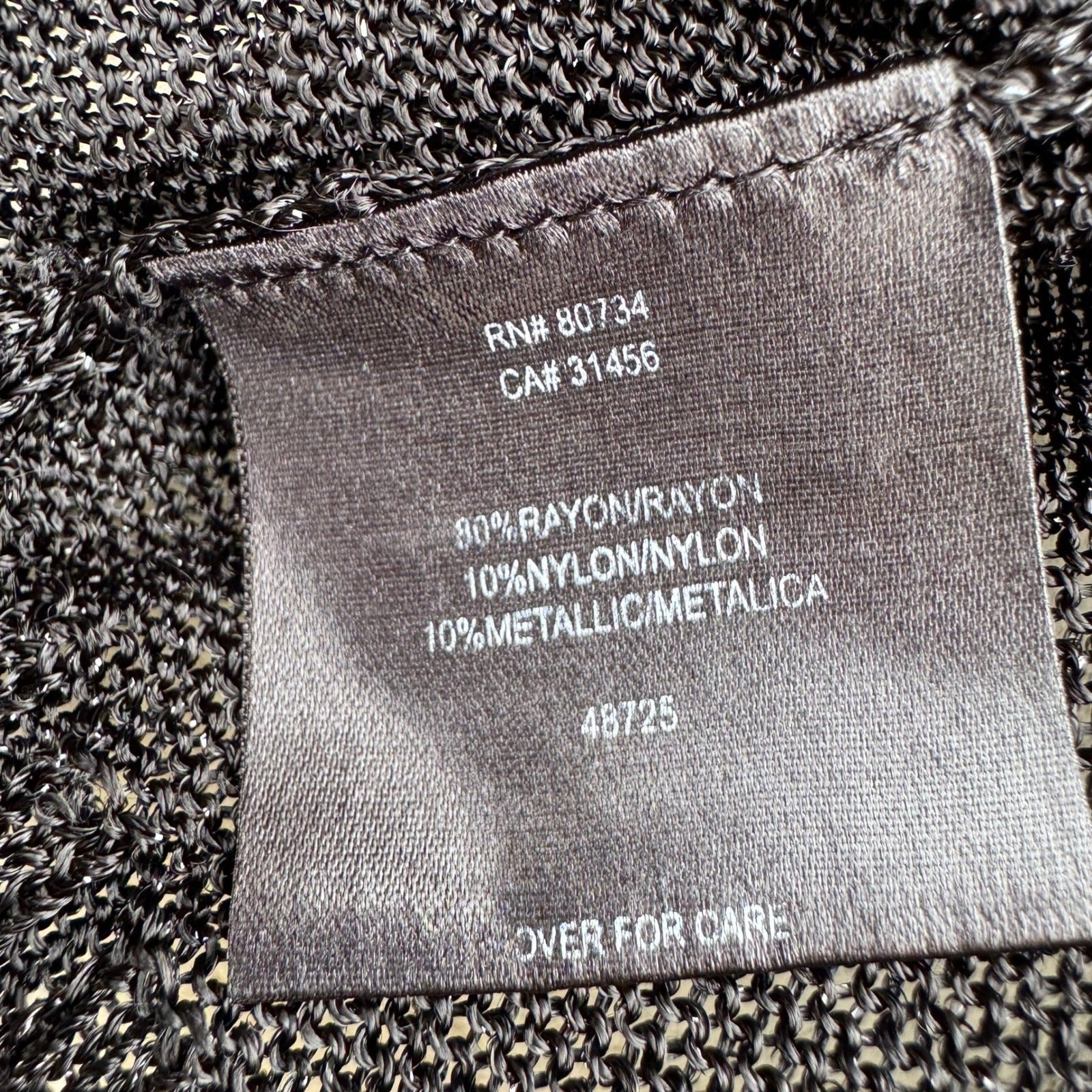 Parallel Womens XL Black Metallic Shimmer Open Front Crop Shrug Cardigan Sweater