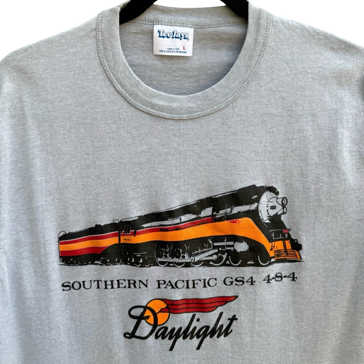 Vintage Tee Jays Southern Pacific GS4 4-8-4 Daylight Train Shirt L Americana USA