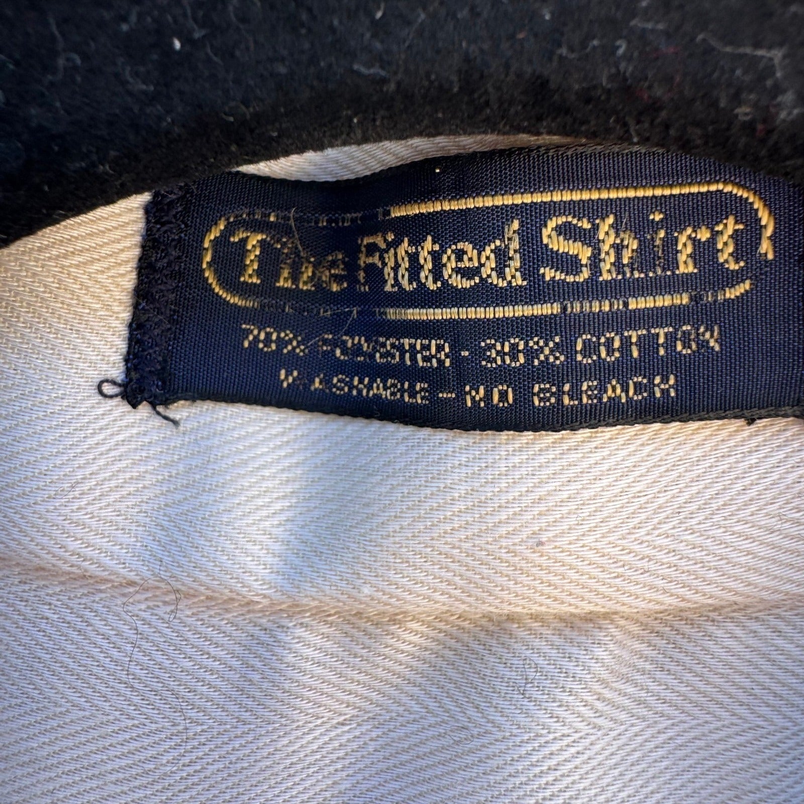 Hathaway Patch Two Vintage 70s Cream Herringbone Fitted Shirt Disco Dandy Mens S