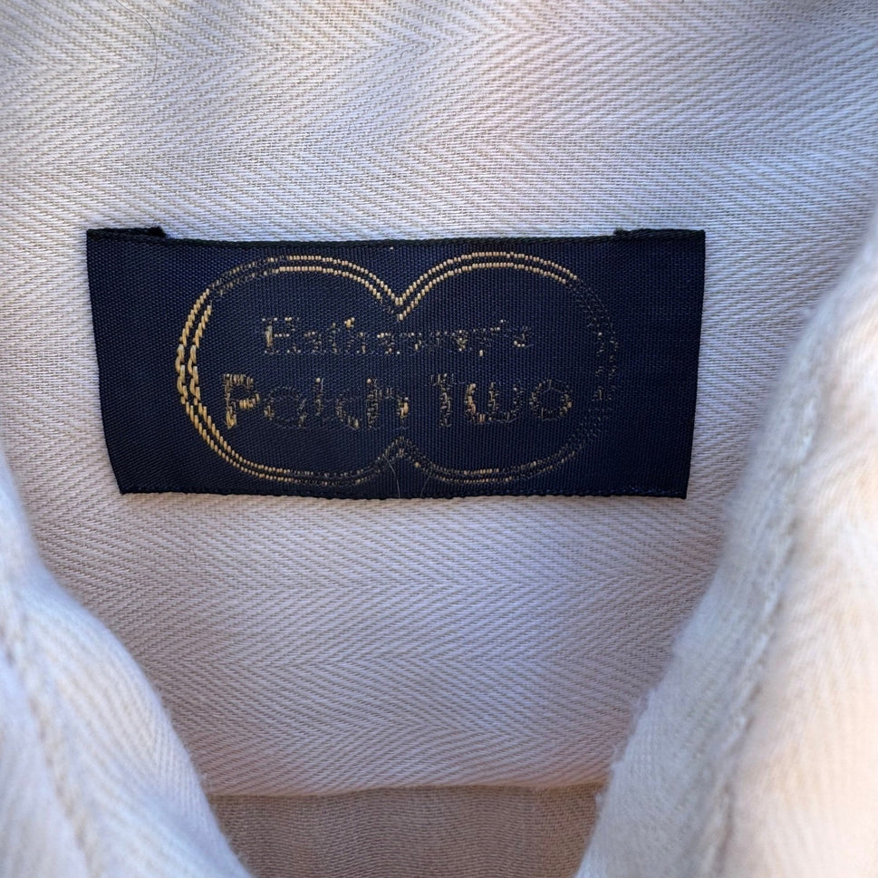 Hathaway Patch Two Vintage 70s Cream Herringbone Fitted Shirt Disco Dandy Mens S