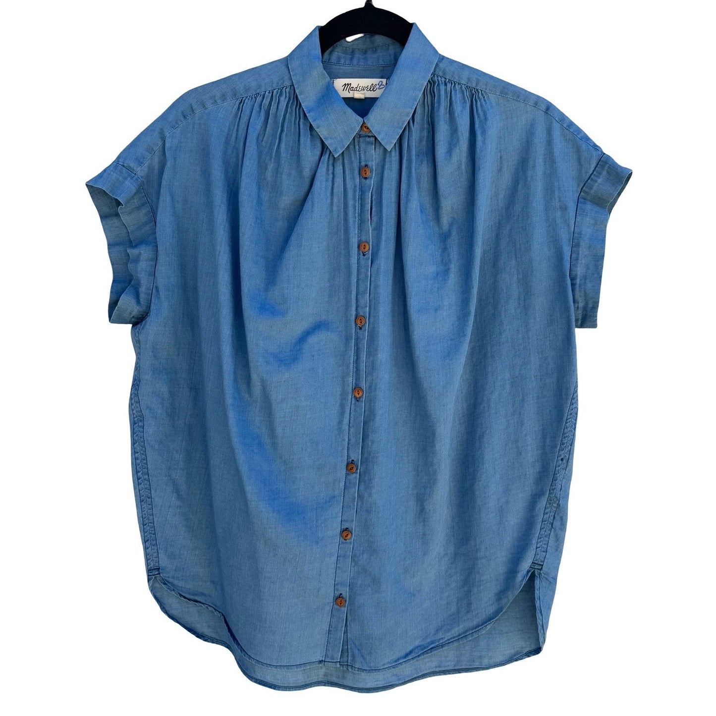 Madewell Chambray Minimalist Central Drapey Sleeve Shirt XS Coastal Oversized