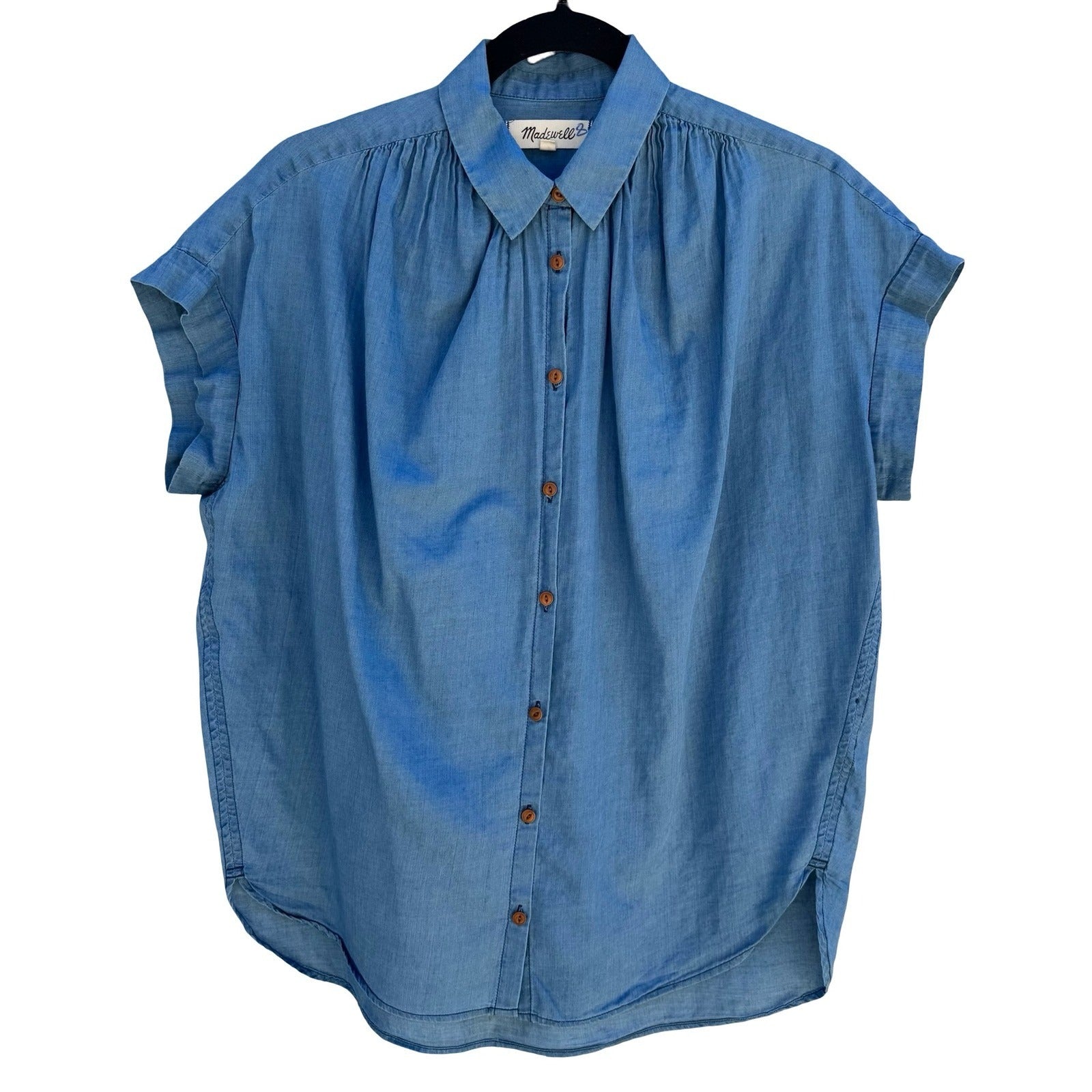 Madewell Chambray Minimalist Central Drapey Sleeve Shirt XS Coastal Oversized