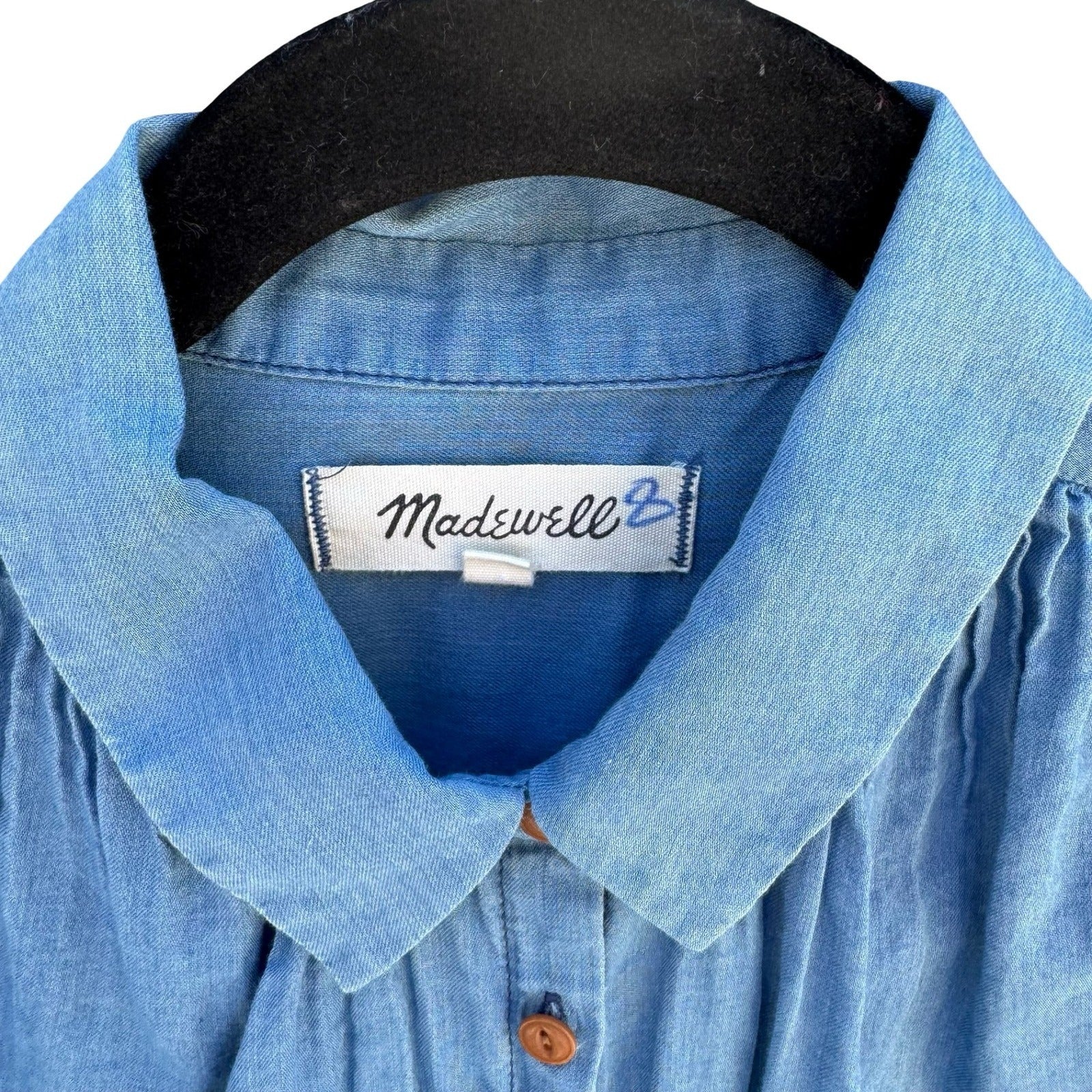 Madewell Chambray Minimalist Central Drapey Sleeve Shirt XS Coastal Oversized