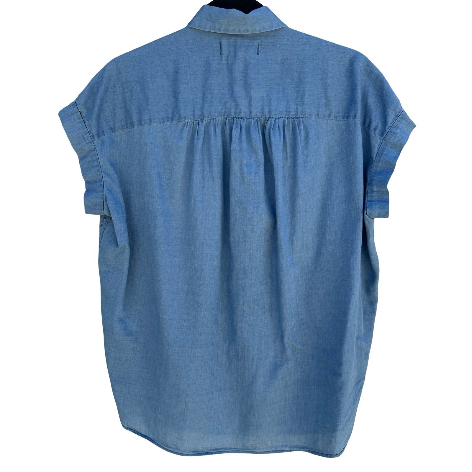 Madewell Chambray Minimalist Central Drapey Sleeve Shirt XS Coastal Oversized