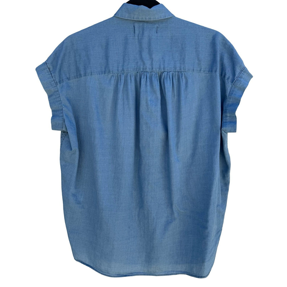 Madewell Chambray Minimalist Central Drapey Sleeve Shirt XS Coastal Oversized