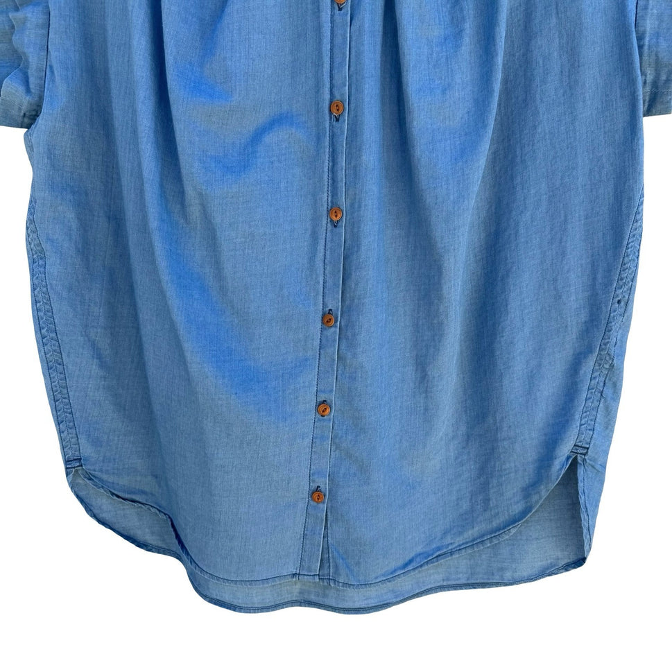 Madewell Chambray Minimalist Central Drapey Sleeve Shirt XS Coastal Oversized