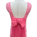 Switch Vintage Pink Floral Lace Maxi Dress Low Back Bow Chiffon Pleated Gown Sleeveless 2 image