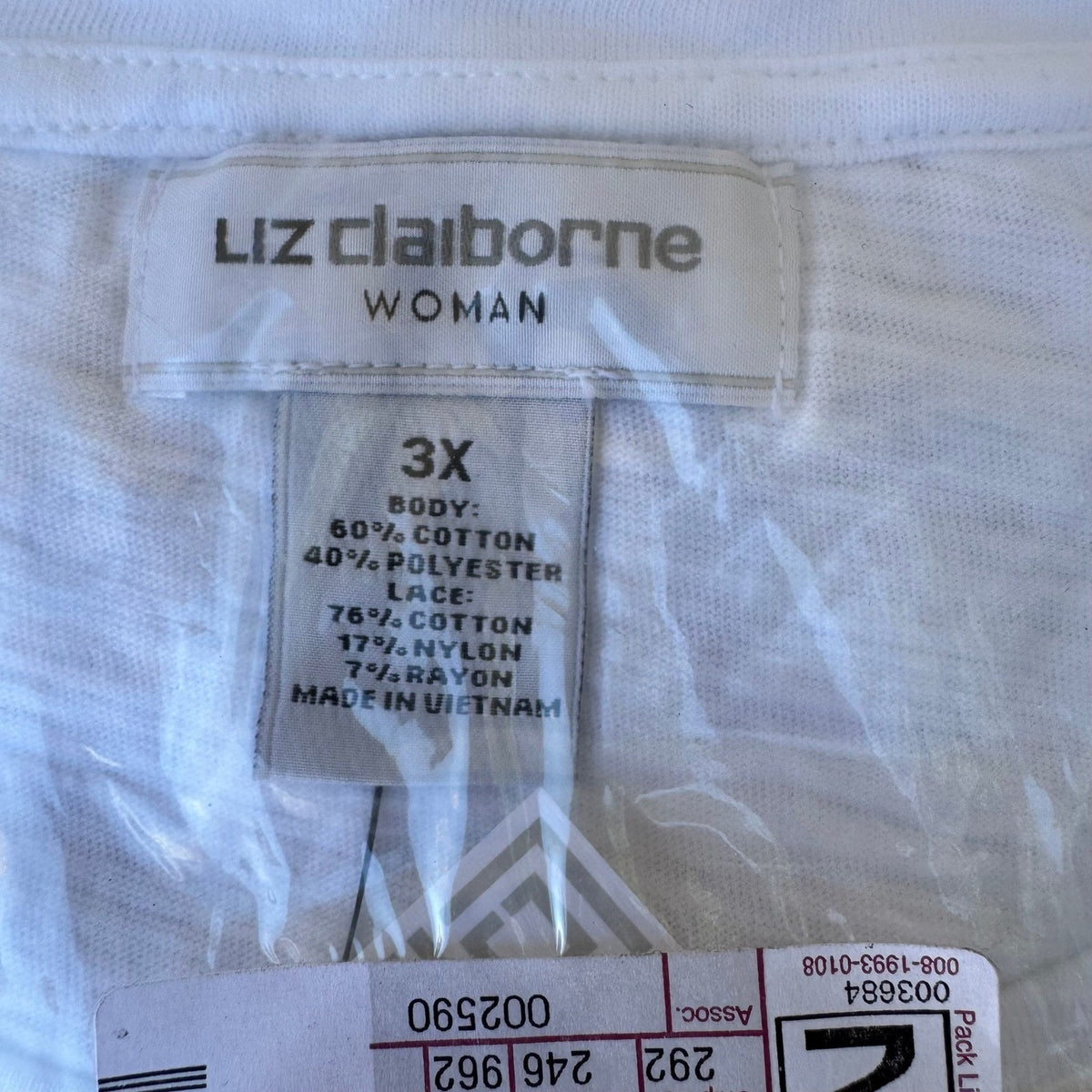 Liz Claiborne Cottagecore Feminine Lace Yoke Slub Knit Boho Top White 3X NWT