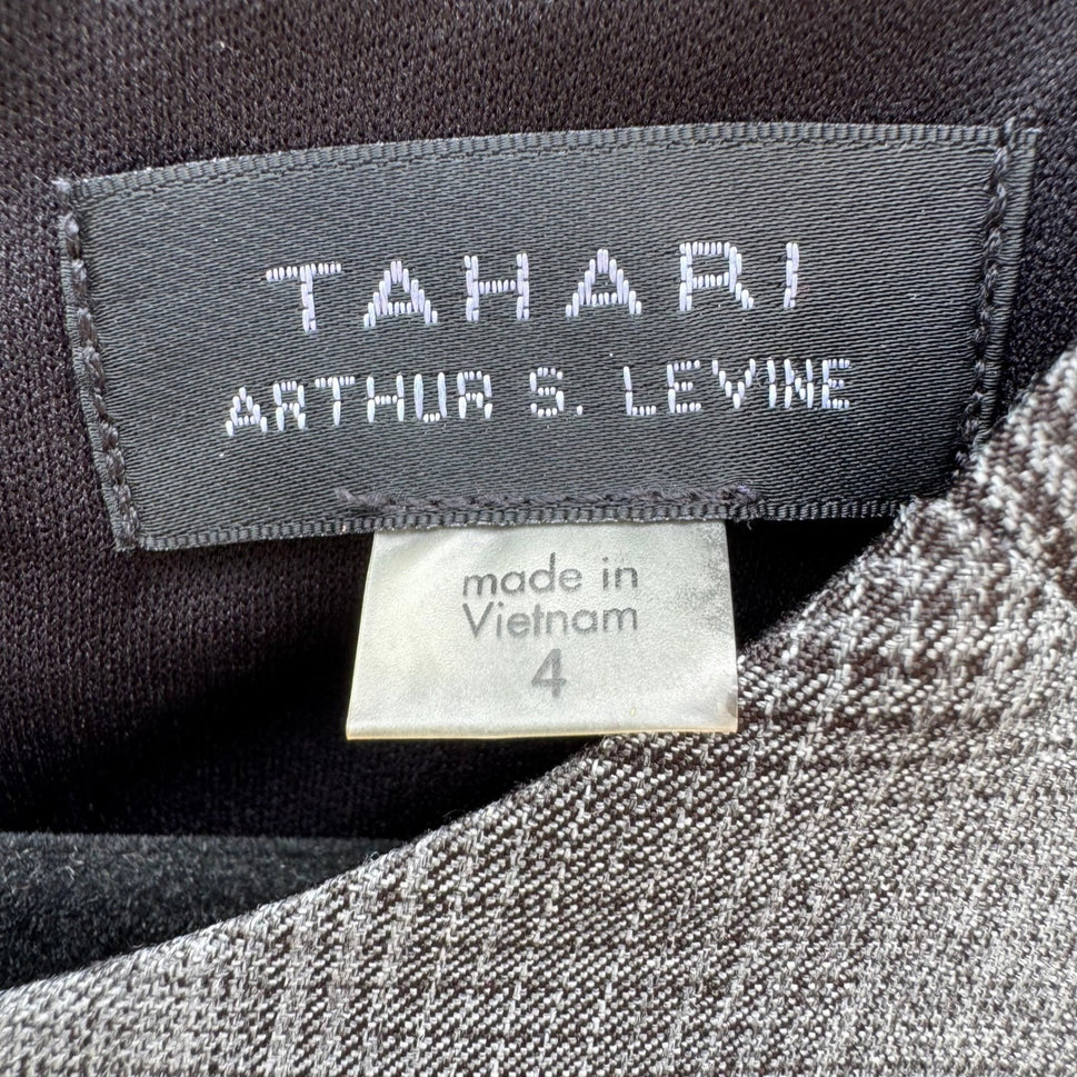 Tahari Arthur S. Levine Womens 4 Plaid Tie Waist Bell Sleeve Sheath Dress NEW