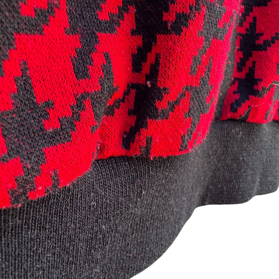 Alfred Dunner Vintage Houndstooth Preppy Polo Collar Knit Sweater Long Sleeve M