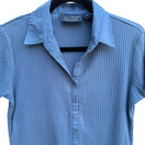 Switch Allison Brittney Womens Blue V Neck Camp Collar Ribbed Button-Up Shirt Medium 2 image