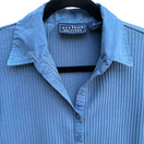 Switch Allison Brittney Womens Blue V Neck Camp Collar Ribbed Button-Up Shirt Medium 3 image