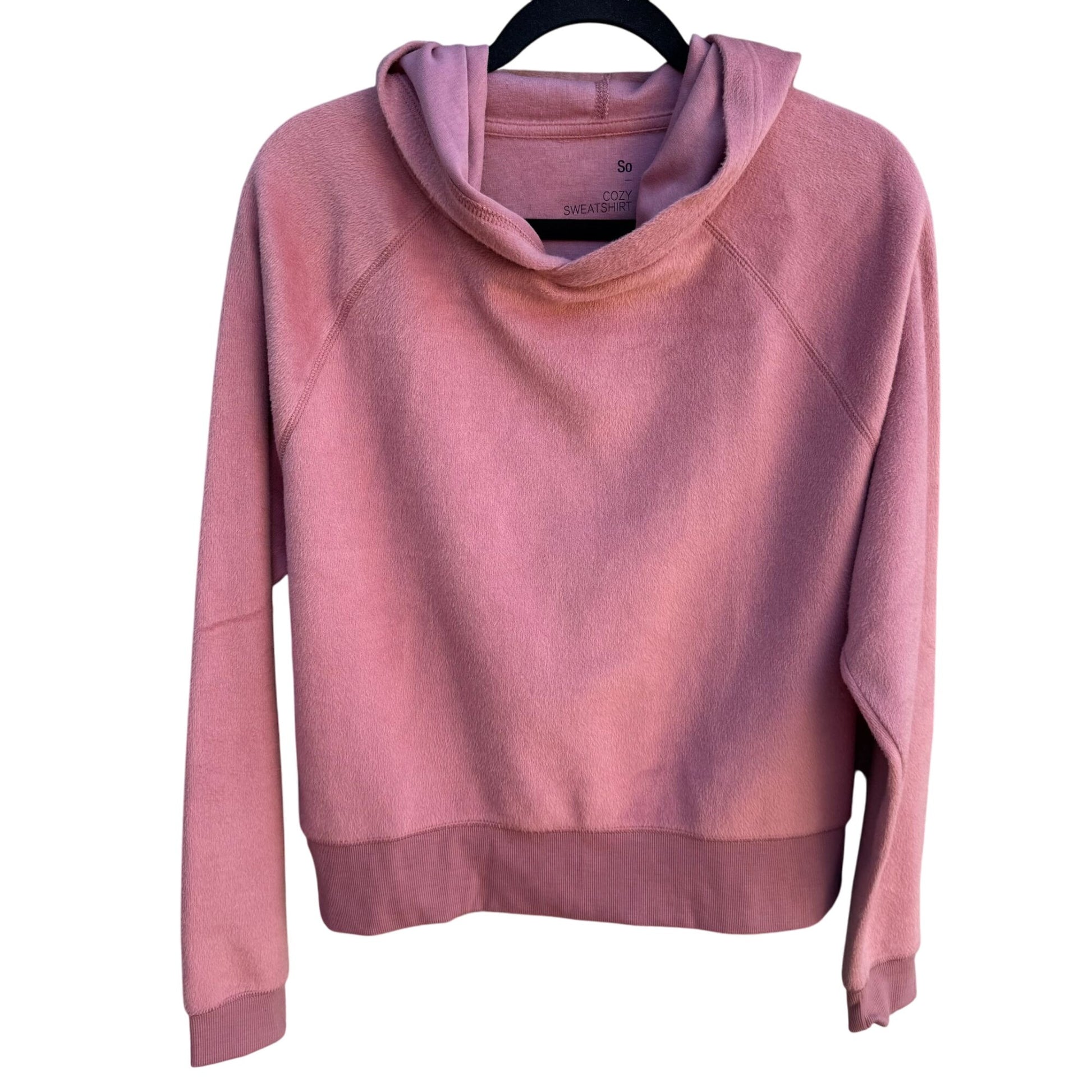 So Cozy Sweatshirt Womens Pink Minky Fleece Long Sleeve Pullover Hoodie New XL