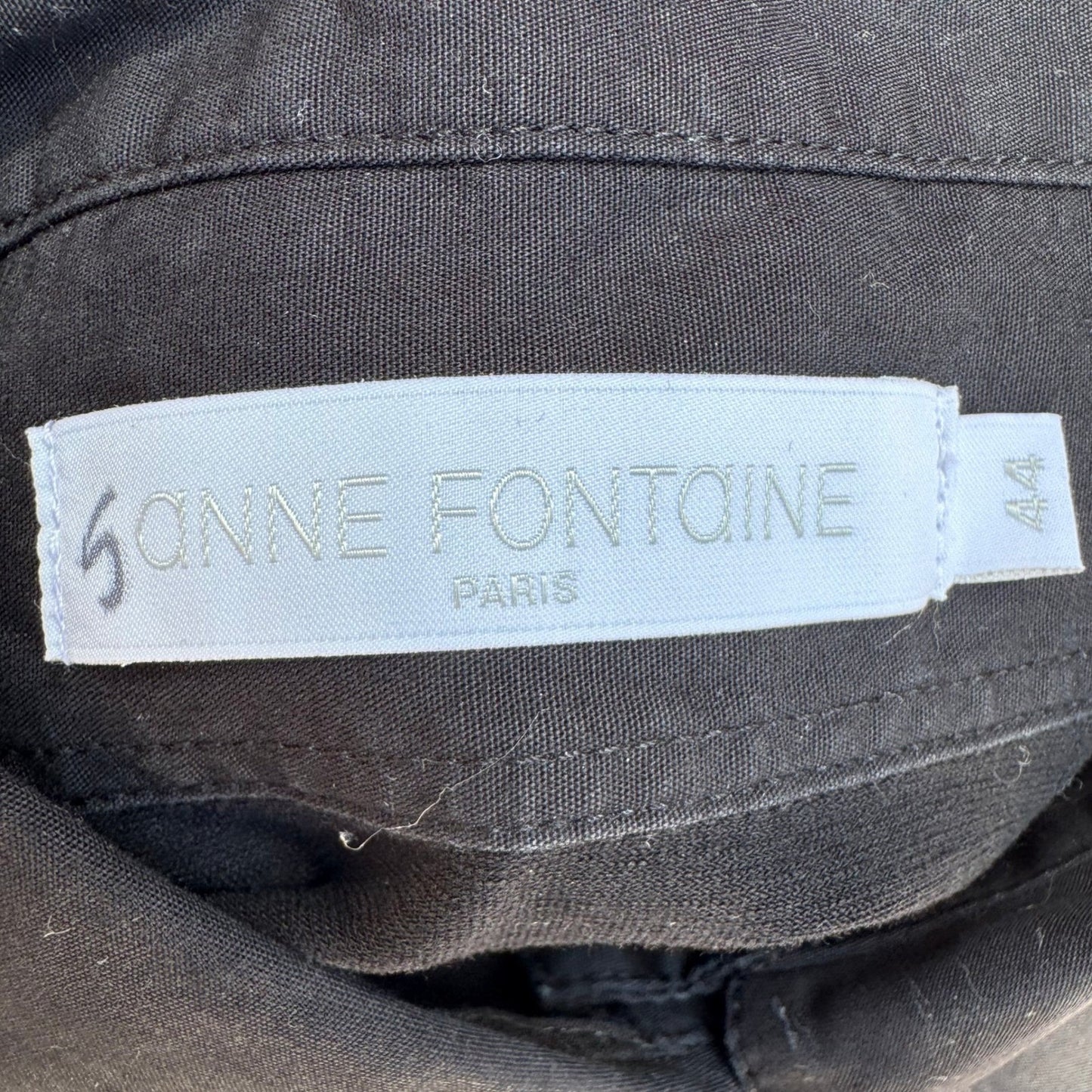Anne Fontaine Paris Connie Black French Pima Cotton 3/4 Sleeve Minimalist Shirt