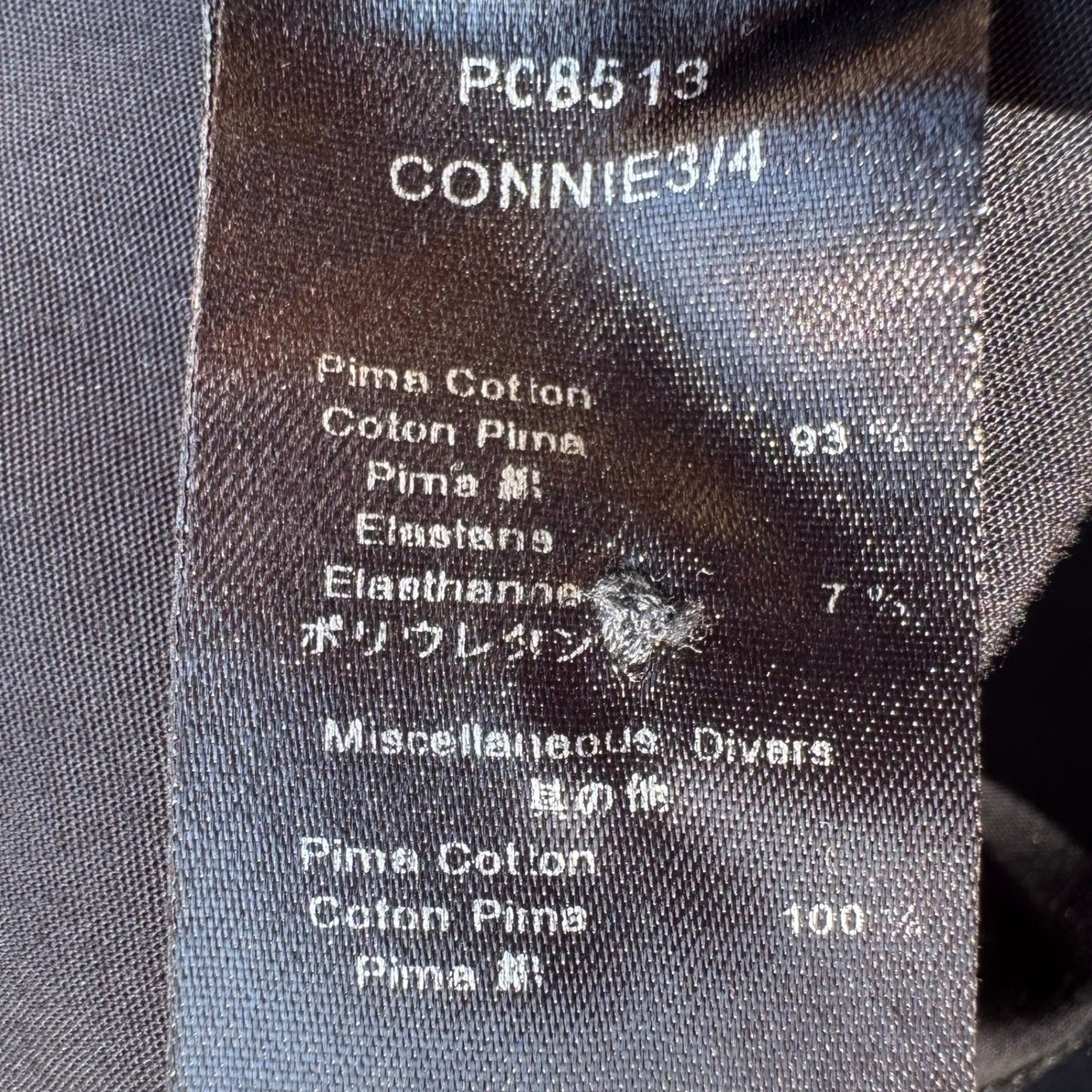 Anne Fontaine Paris Connie Black French Pima Cotton 3/4 Sleeve Minimalist Shirt