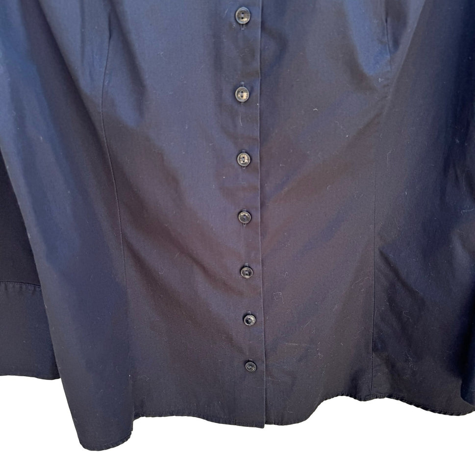 Anne Fontaine Paris Connie Black French Pima Cotton 3/4 Sleeve Minimalist Shirt