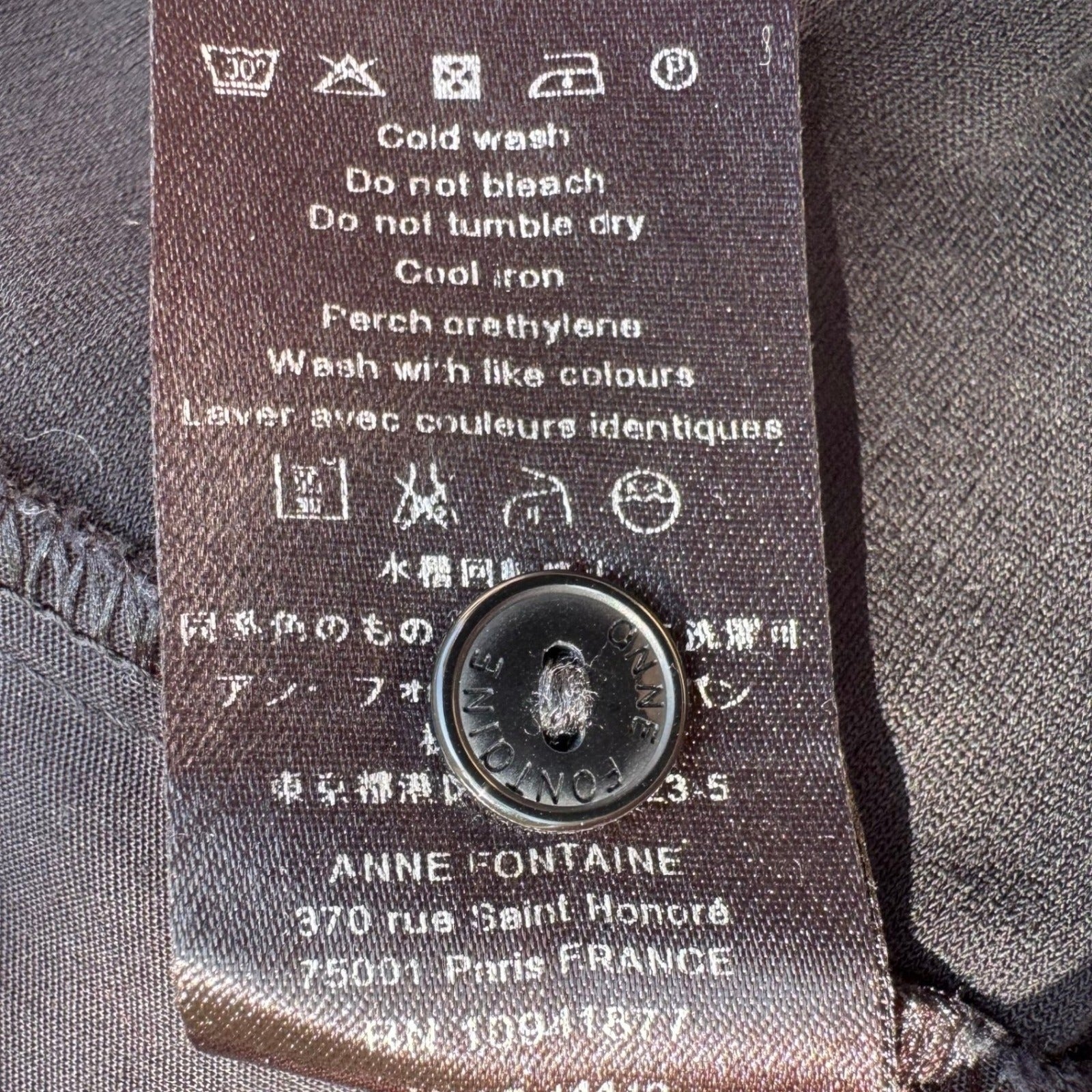 Anne Fontaine Paris Connie Black French Pima Cotton 3/4 Sleeve Minimalist Shirt
