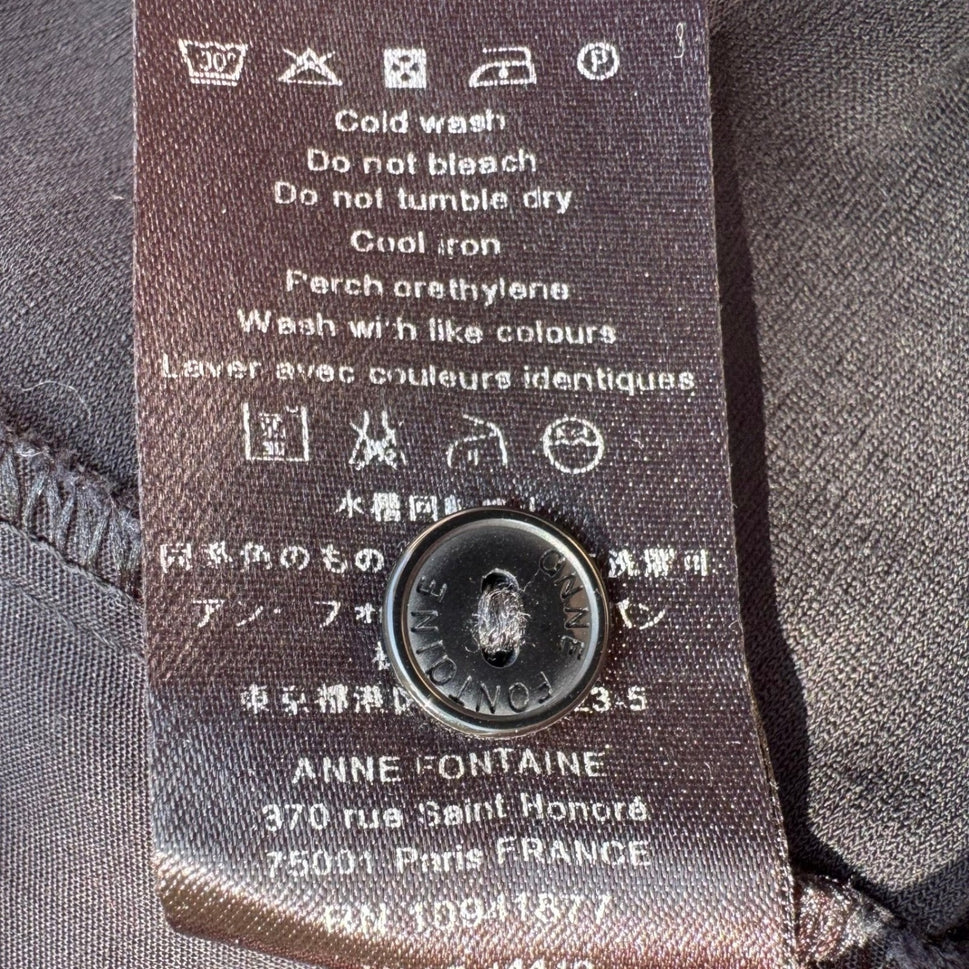 Anne Fontaine Paris Connie Black French Pima Cotton 3/4 Sleeve Minimalist Shirt