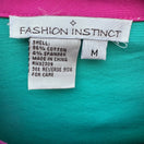 Switch Fashion Instinct Teal Green Button Down Shirt Magenta Trim Womens Medium NWT 2 image