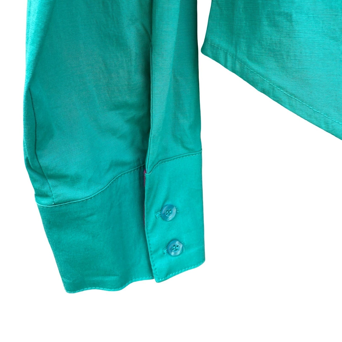 Fashion Instinct Teal Green Button Down Shirt Magenta Trim Womens Medium NWT