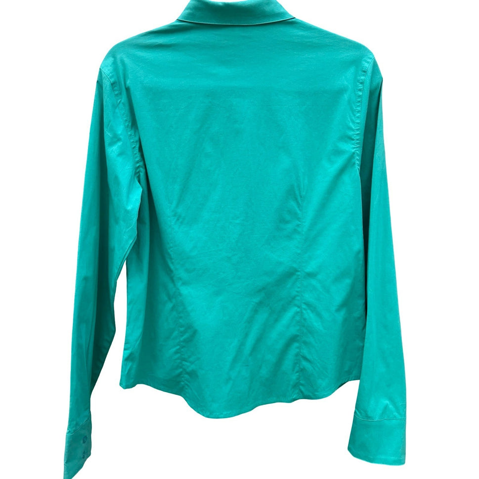 Fashion Instinct Teal Green Button Down Shirt Magenta Trim Womens Medium NWT