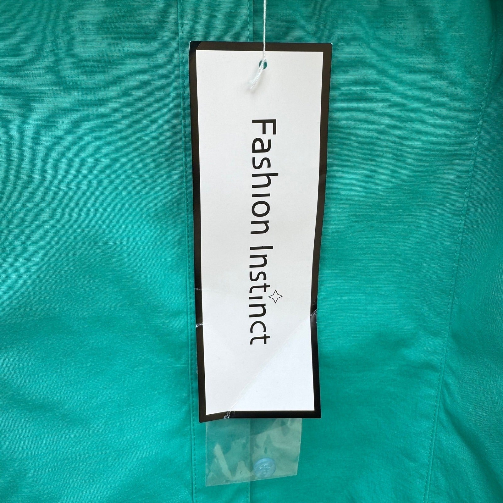 Fashion Instinct Teal Green Button Down Shirt Magenta Trim Womens Medium NWT