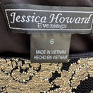 Switch Jessica Howard Evenings Vintage Black Gold Metallic Lace Sheath Dress Womens 6 2 image
