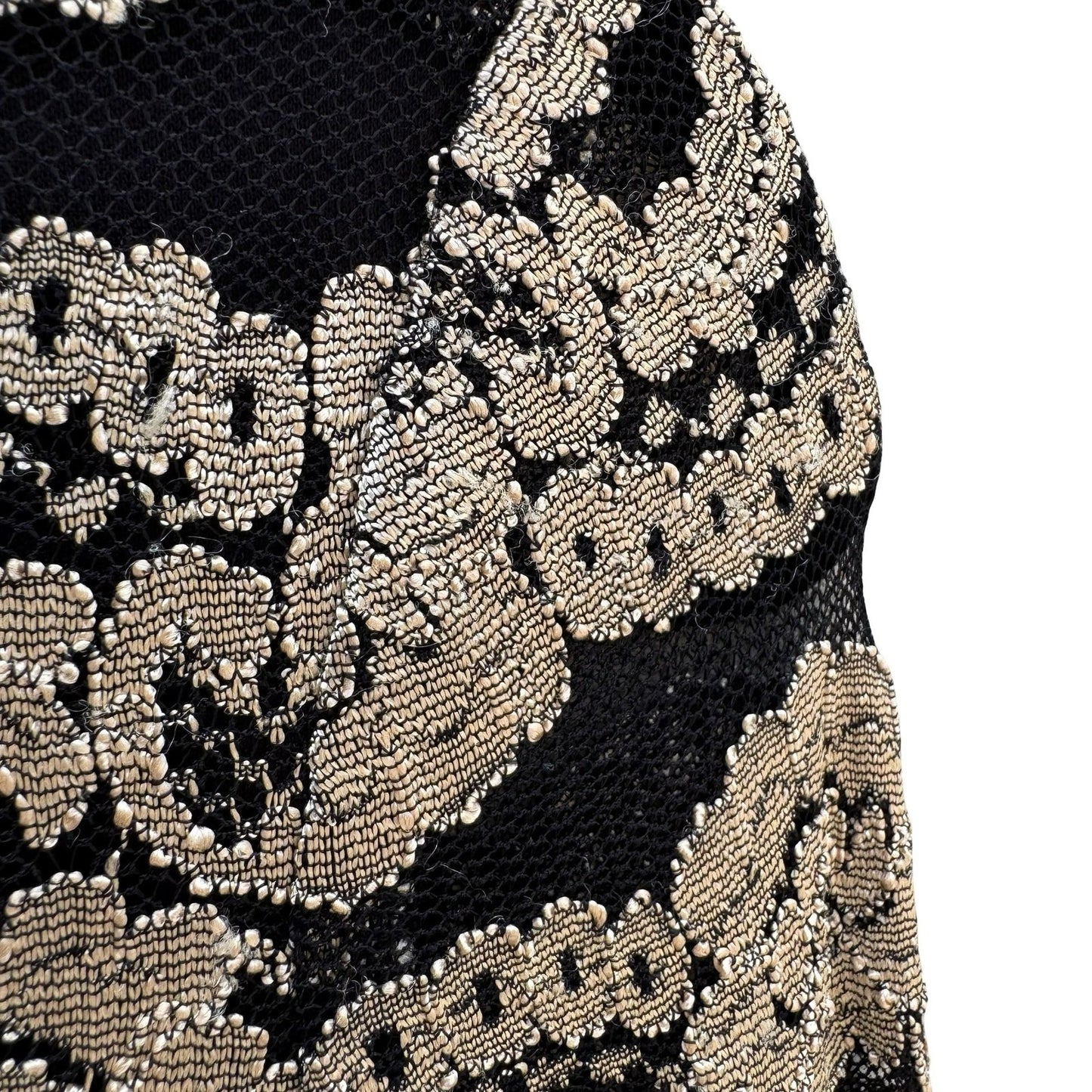 Jessica Howard Evenings Vintage Black Gold Metallic Lace Sheath Dress Womens 6