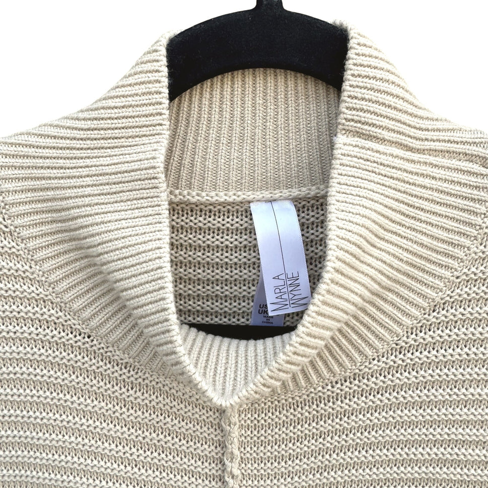 Marla Wynne Tan Ribbed Turtleneck Pullover Bell Sleeve Knit Sweater Lagenlook XS