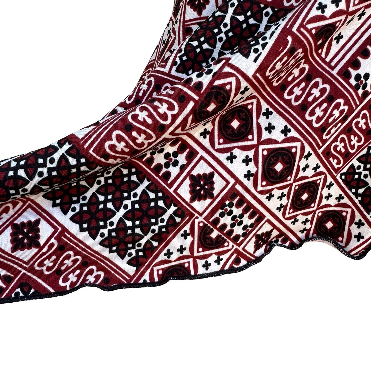 Vol. 1 Y2K Boho Indie Geometric Handkerchief Hem Festival Skirt Burgundy Black S