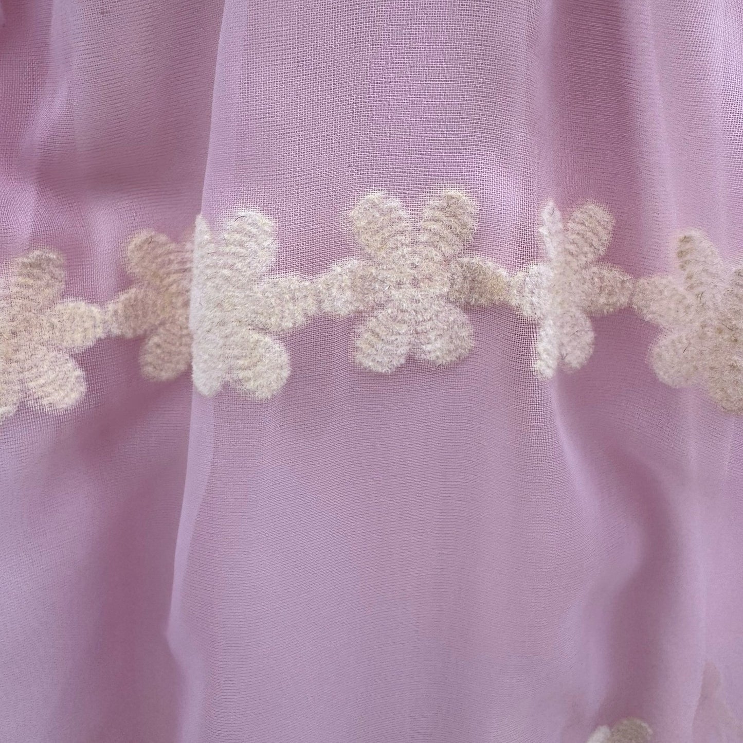 Emma Domb Vintage 70s Pink Chiffon Floral Embroidered Ruffle Halter Maxi Dress