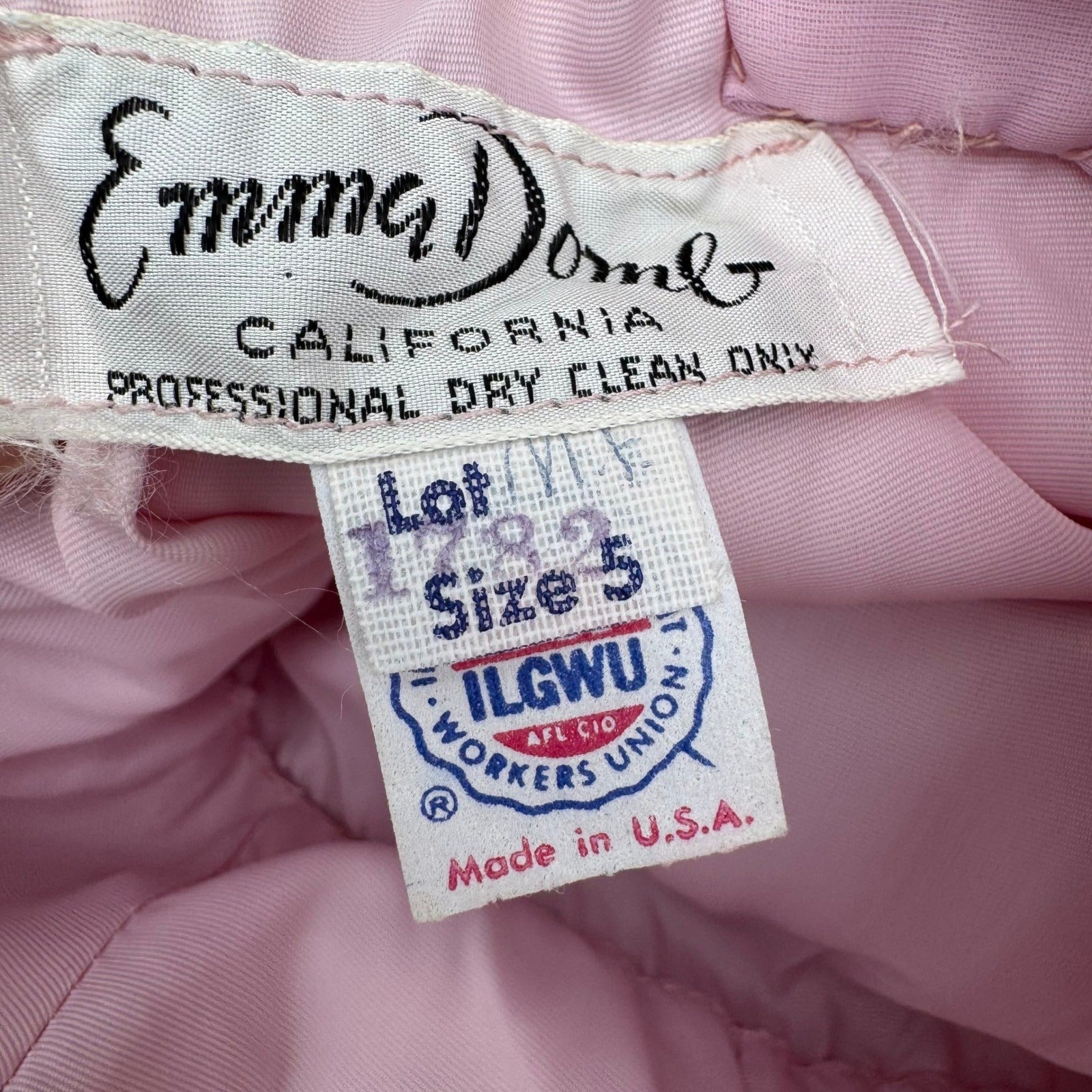 Emma Domb Vintage 70s Pink Chiffon Floral Embroidered Ruffle Halter Maxi Dress
