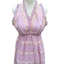 Switch Emma Domb Vintage 70s Pink Chiffon Floral Embroidered Ruffle Halter Maxi Dress 3 image