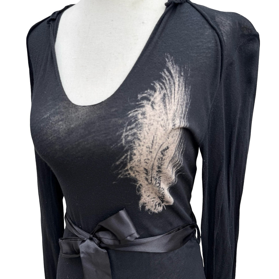 China Doll Y2K Goth Alt Emo Fairy Grunge Hooded Edgy Mini Dress Feather Graphic