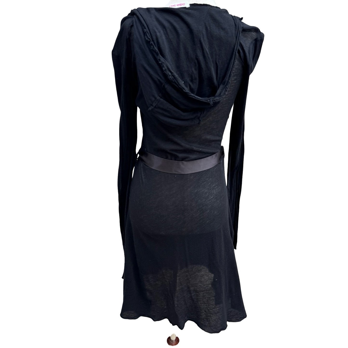China Doll Y2K Goth Alt Emo Fairy Grunge Hooded Edgy Mini Dress Feather Graphic