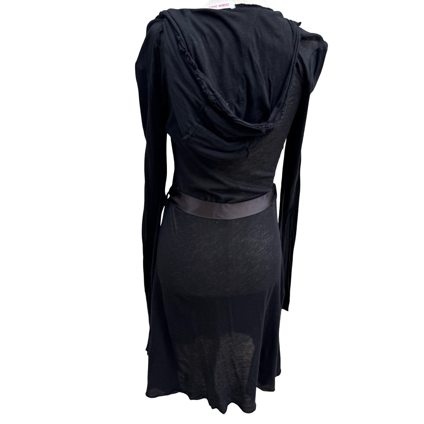China Doll Y2K Goth Alt Emo Fairy Grunge Hooded Edgy Mini Dress Feather Graphic