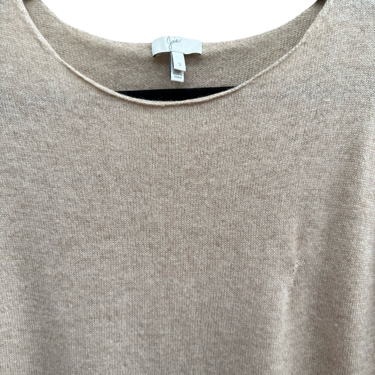 Joie Cashmere Quiet Luxury Minimalist Preppy Soft Girl Layered Hem Sweater Tan S