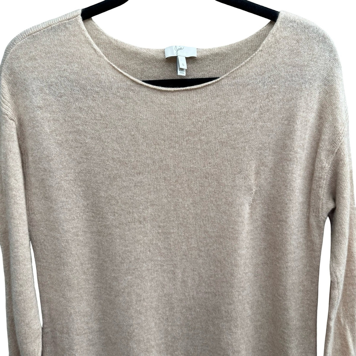 Joie Cashmere Quiet Luxury Minimalist Preppy Soft Girl Layered Hem Sweater Tan S