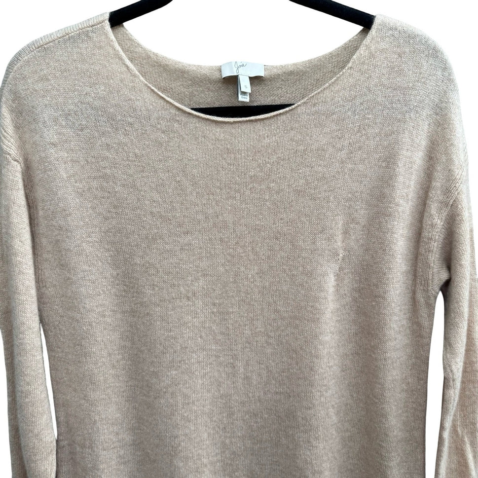 Joie Cashmere Quiet Luxury Minimalist Preppy Soft Girl Layered Hem Sweater Tan S