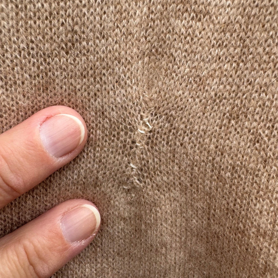 Joie Cashmere Quiet Luxury Minimalist Preppy Soft Girl Layered Hem Sweater Tan S