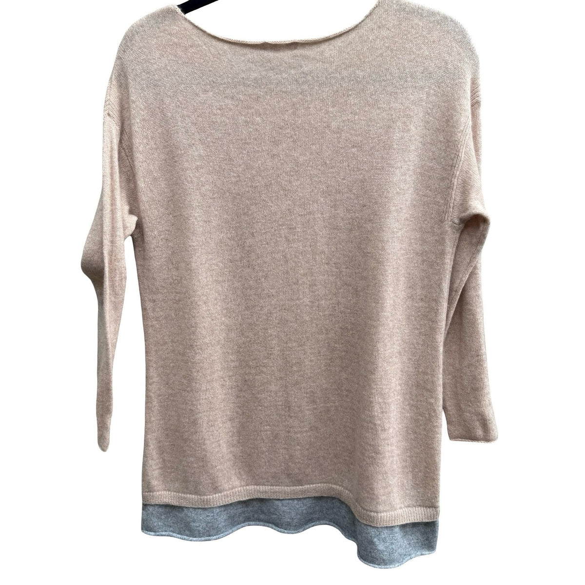 Joie Cashmere Quiet Luxury Minimalist Preppy Soft Girl Layered Hem Sweater Tan S