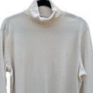 Switch J.Jill Cream Cotton Pointelle Ribbed Turtleneck Lettuce Trim Top XL Womens 3 image