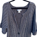 Switch Newport News Vintage Metallic Yarn Chunky Cable Knit Cardigan Sweater M Gray 3 image