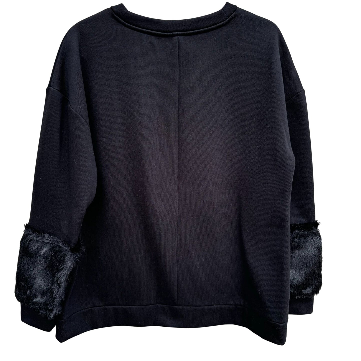 Simply Vera Vera Wang Black Womens Faux Fur Cuffs Long Sleeve Sweatshirt Large