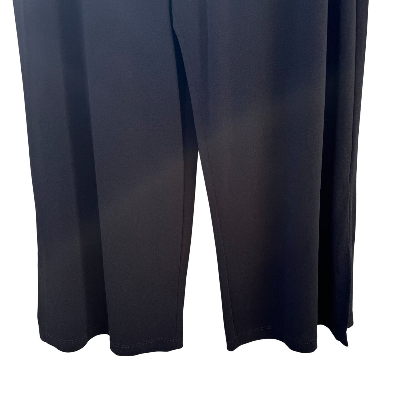 Simonton Says Womens Stretch Black Wide-Leg Side Hem Slit Cropped Dress Pants L