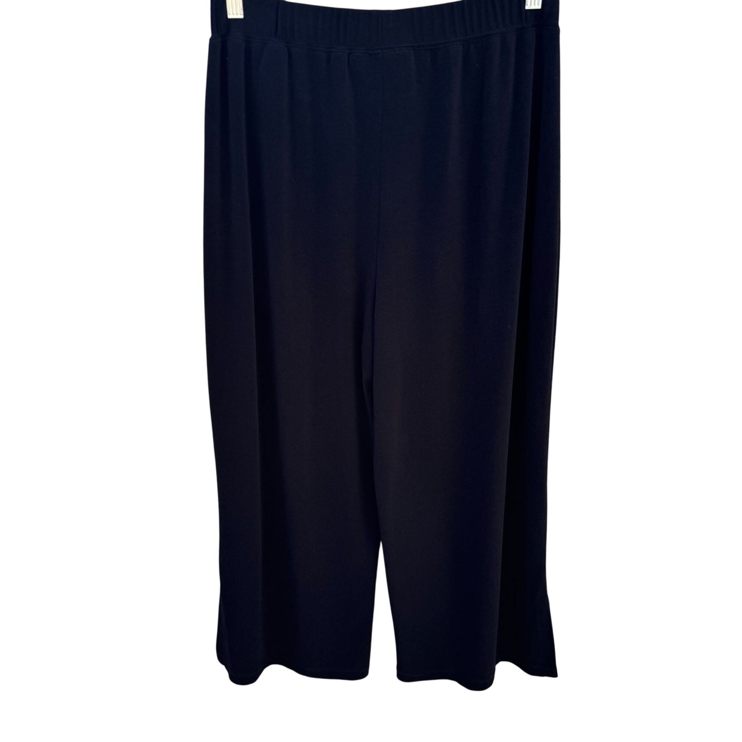 Simonton Says Womens Stretch Black Wide-Leg Side Hem Slit Cropped Dress Pants L
