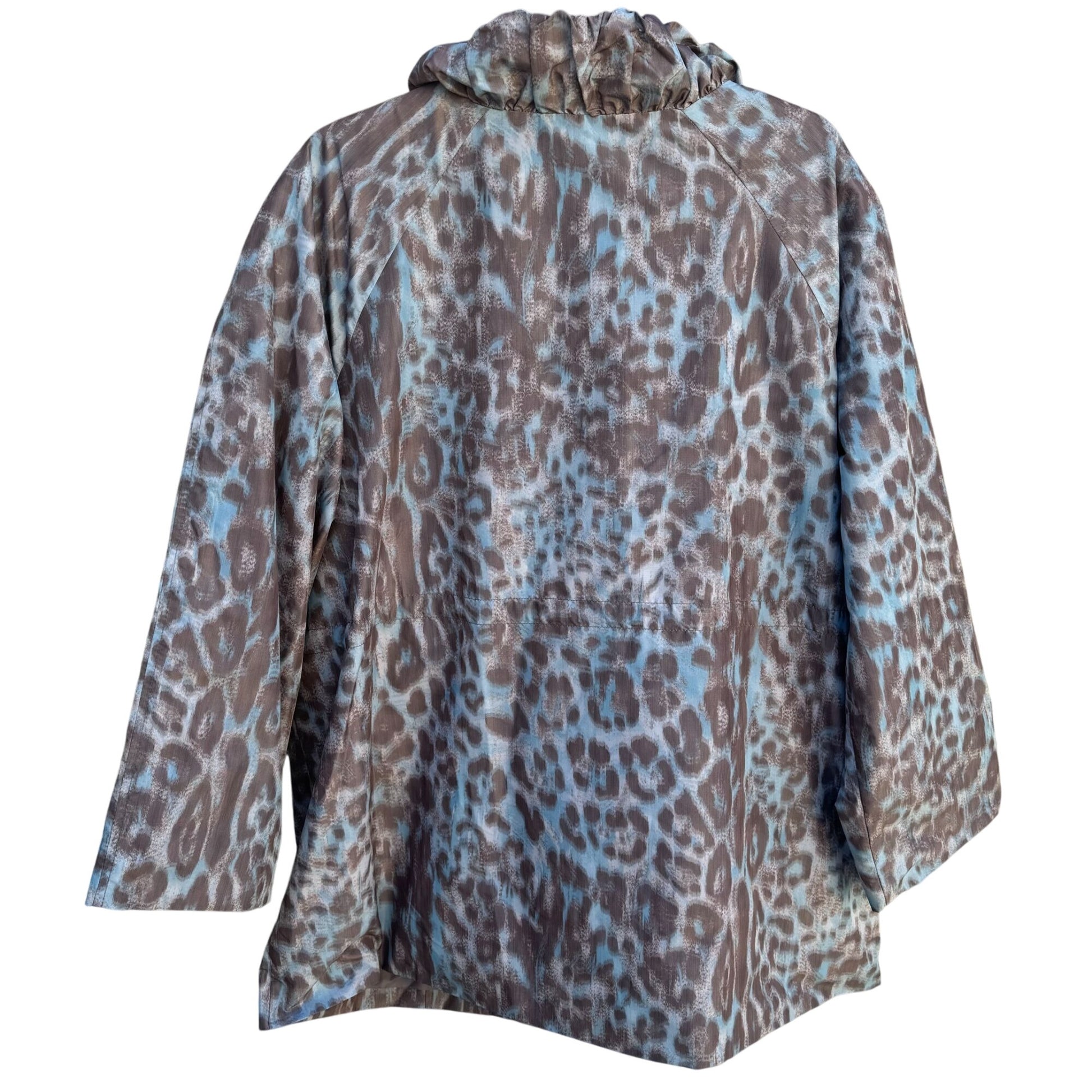 Simonton Says Leopard Print Watercolor Drawstring Waist Windbreaker Jacket 1X