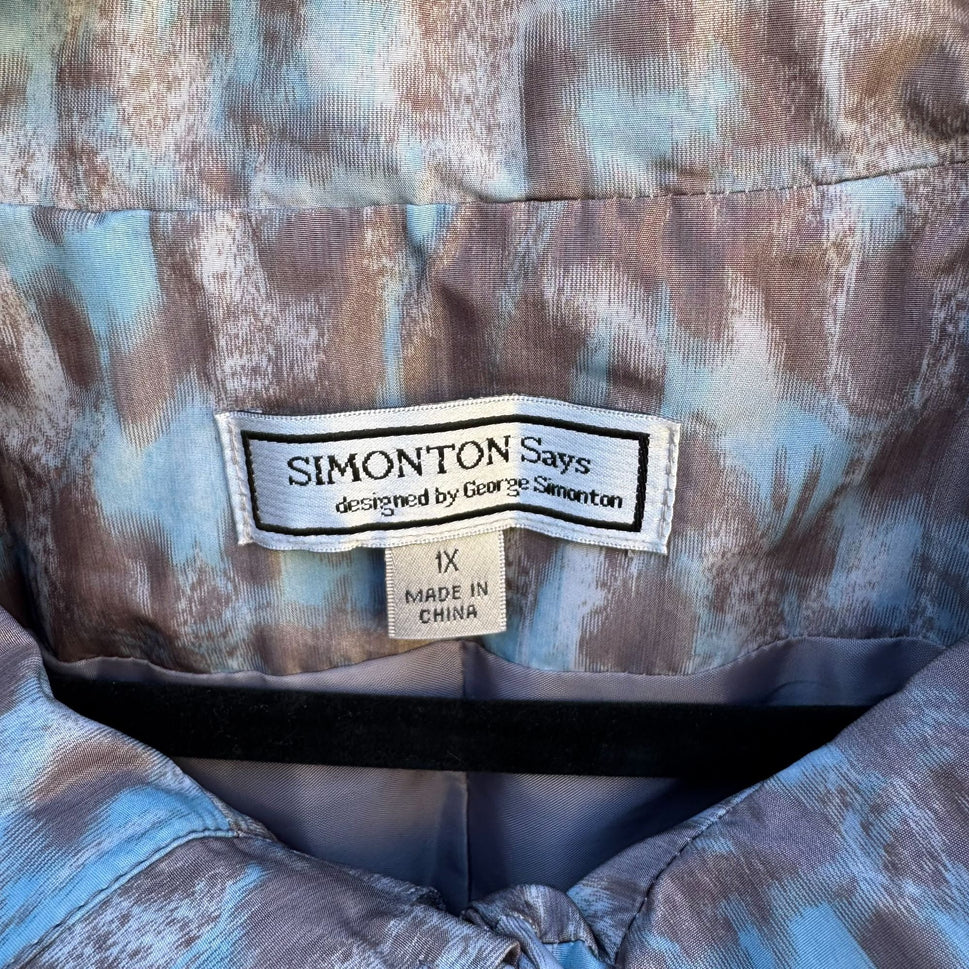 Simonton Says Leopard Print Watercolor Drawstring Waist Windbreaker Jacket 1X